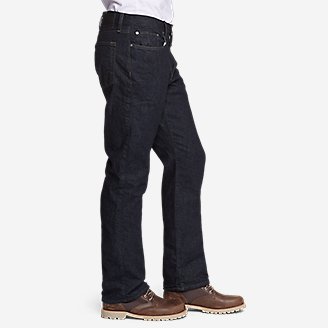 Thumbnail View 3 - Men's Flannel-Lined Flex Jeans - Straight Fit