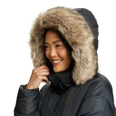 Down parka with shop real fur hood