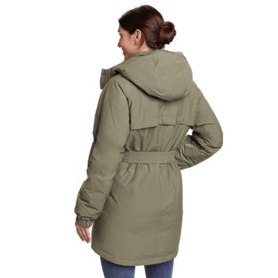 Womens hot sale belted parka