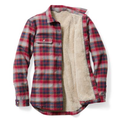 womens sherpa flannel shirt