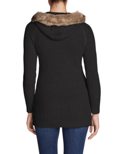 Faux fur 2024 hooded cardigan