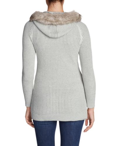 fur hooded cardigan
