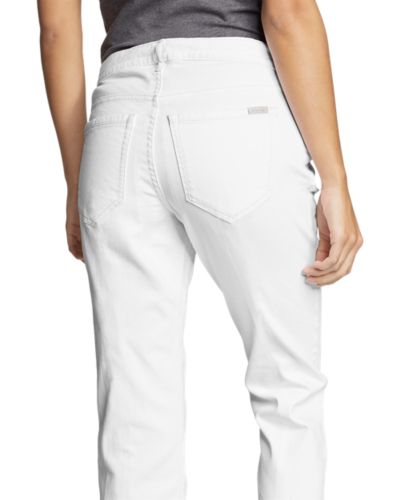 Eddie Bauer Jeans White Boyfriend Roll Up Capri Denim Pants Size
