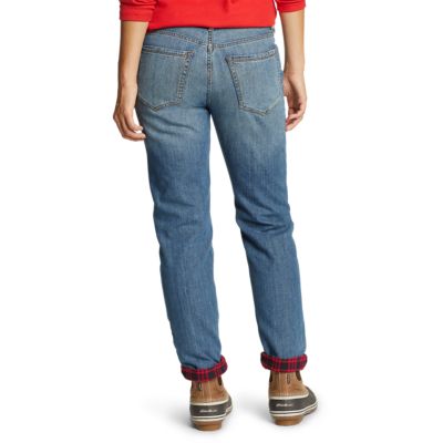 women's pull on flannel lined jeans