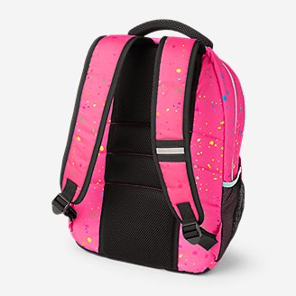 Eddie Bauer Girls Adventurer Large Backpack  Black W/ White/Pink Stars New 