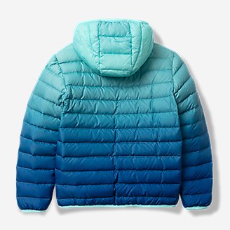 Thumbnail View 2 - Girls' CirrusLite Reversible Down Hooded Jacket - Ombre