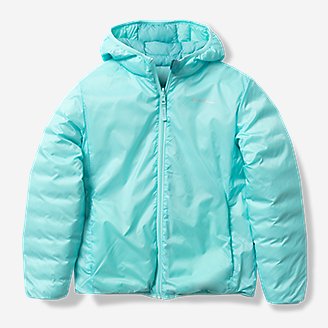 Thumbnail View 3 - Girls' CirrusLite Reversible Down Hooded Jacket - Ombre