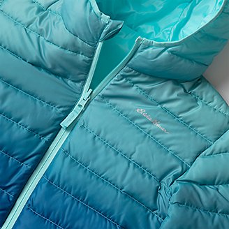 Thumbnail View 4 - Girls' CirrusLite Reversible Down Hooded Jacket - Ombre