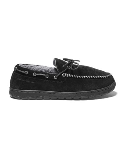 mens leather shearling lined slippers