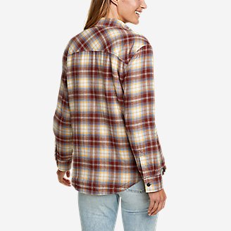 Thumbnail View 2 - Women's Faux Shearling-Lined Flannel Shirt Jacket