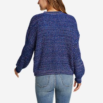 Thumbnail View 2 - Women's Pullover Crewneck Shaker-Knit Sweater
