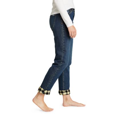 Eddie Bauer Women's Flannel-Lined Boyfriend Jeans, Overcast, 14 at  Women's  Jeans store