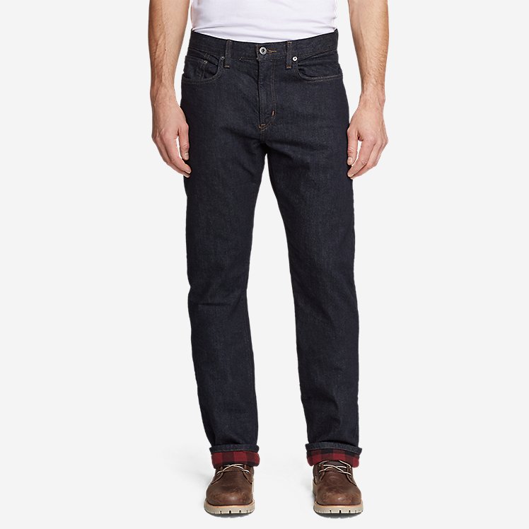 Men's Flannel-Lined Flex Jeans - Straight Fit large version