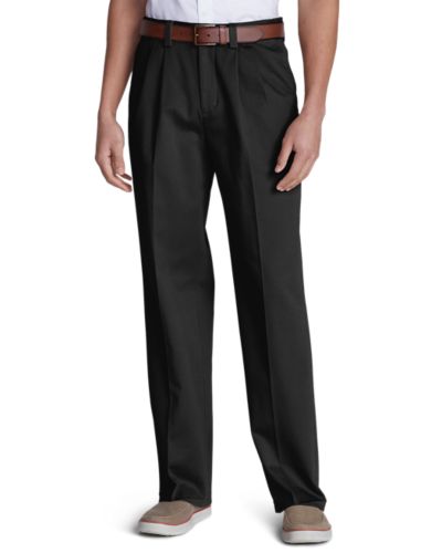 Image of Men's Casual Performance Comfort-Waist Pleated Chinos - Relaxed