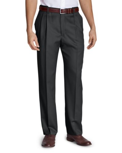 Men's Relaxed-Fit Pleated Comfort-Waist Wool Gabardine Trousers