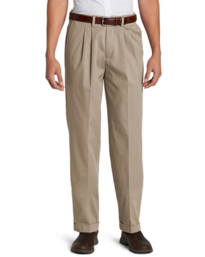 Men's Dress Performance Comfort-waist Pleated Khakis - Relaxed | Eddie ...