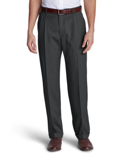 Image of Men's Relaxed-Fit Pleated-Front Wool Gabardine Trousers