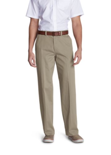 Image of Men's Casual Performance Chino Flat-Front Pants - Relaxed Fit