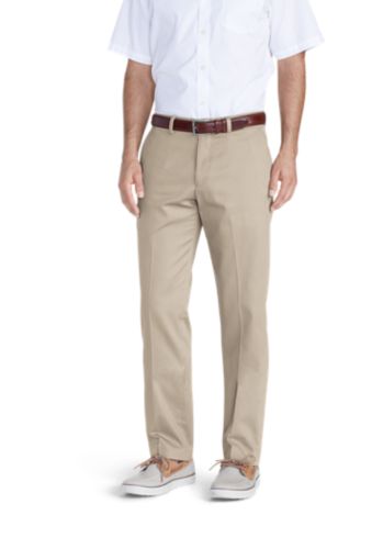 Relaxed Fit Eddie Bauer Mens Performance Dress Flat-Front Khaki Pants ...