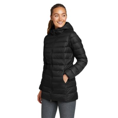 Eddie Bauer Women's StratusTherm Hooded Down Jacket, Black, X