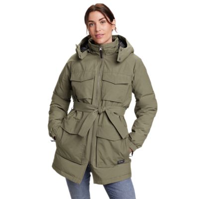 Womens belted outlet parka