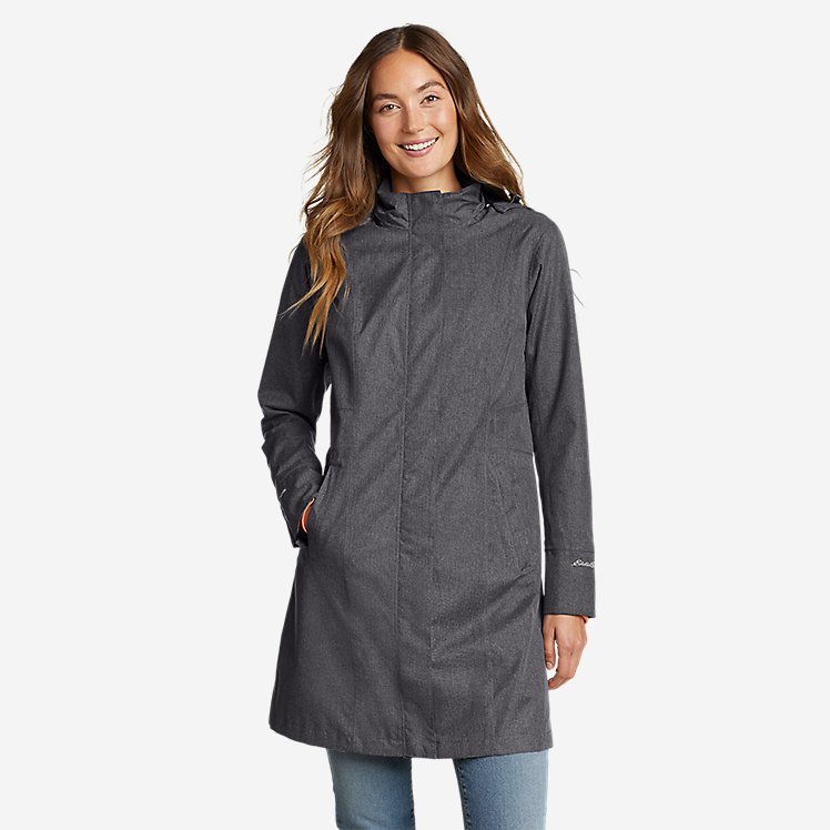 Dk Charcoal HTR Petite L Petite Eddie Bauer Womens Girl on The Go Trench Coat