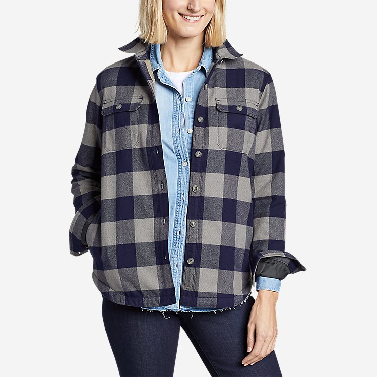 Sherpa Lined Shirt Jacket Womens - Captions Entry
