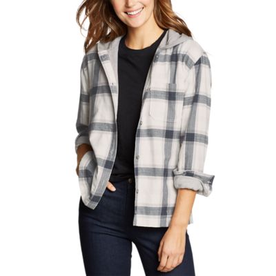 flannel hoodie jacket women's