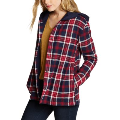 Womens flannel 2025 coat with hood