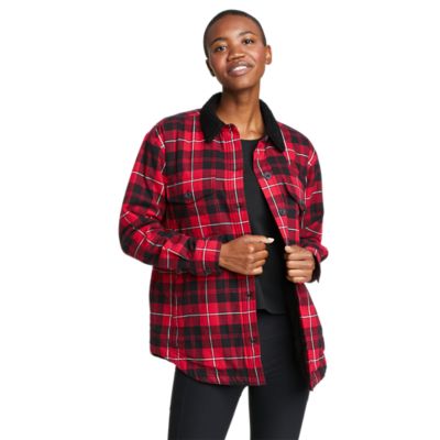 Image of Women's Eddie's Fleece-Collar Flannel Shirt-Jacket