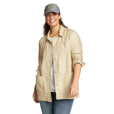 Womens khaki shirt jacket sale