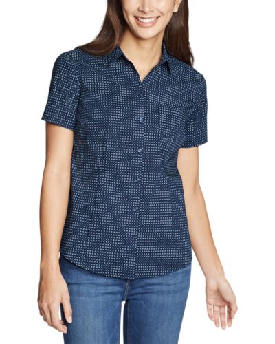 Wrinkle free short hot sale sleeve button down shirt