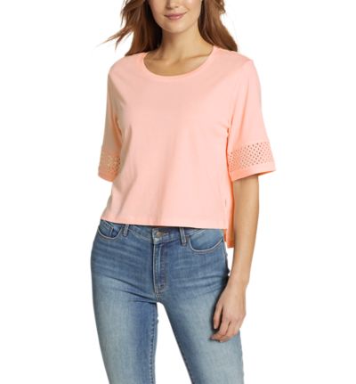 Image of Women's Gate Check Eyelet-Sleeve Top