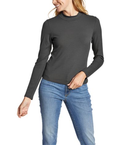 women's mock neck long sleeve top