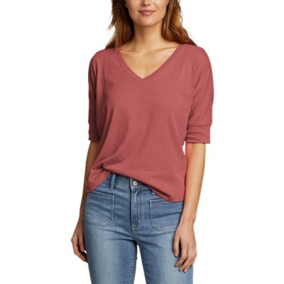 eddie bauer v neck t shirts women's