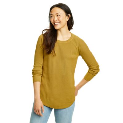 Women's Basic Thermal Long Sleeve Knit T-Shirt Crew Neck