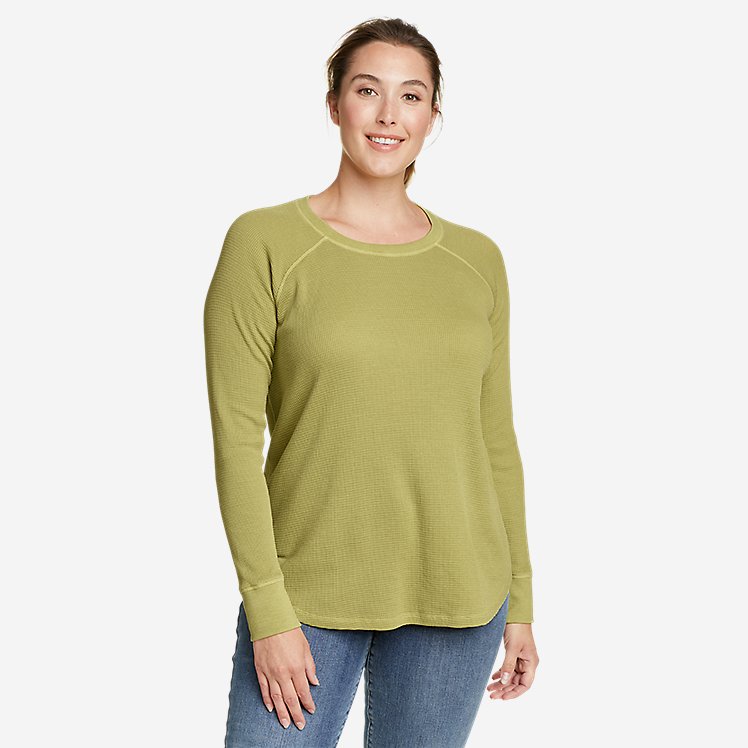 Women's Thermal Long Sleeve Crew Neck Shirts Color Olive 