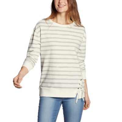 Women s Striped Crew Pullover Sweatshirt