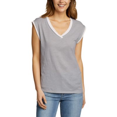 Women's Sleeveless Vneck Rawedge Top Eddie Bauer