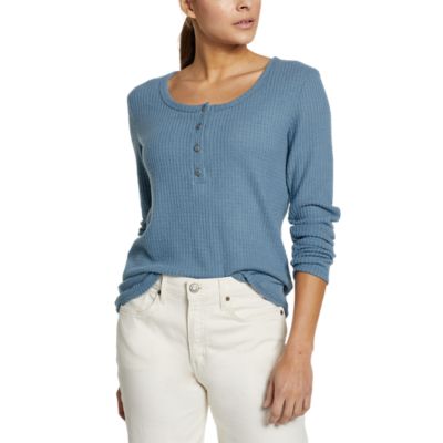 Women's Brushed Waffle Long-Sleeve Henley