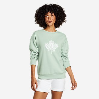 Thumbnail View 1 - Women's Forest Maple Leaf Graphic Sweatshirt