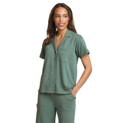 womens short sleeve camp shirts