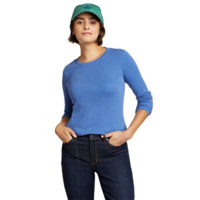 Eddie Bauer Athletic Compression Shirt Women Medium Blue Short Sleeve  Activewear
