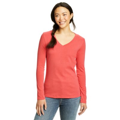 Women's long sleeve 2025 v neck t shirts