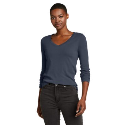 Long sleeve v neck hot sale shirt