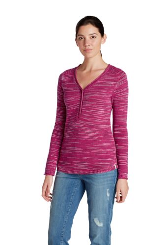 Womens Sweatshirt Sweater Henley - Space Dye