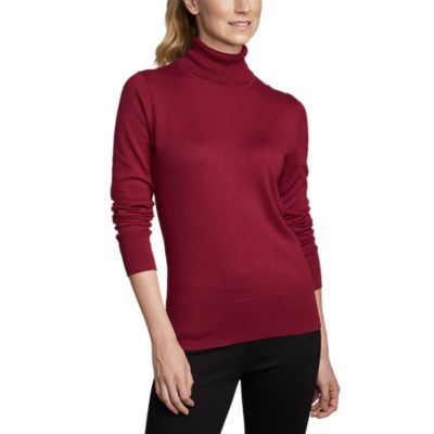 women's red turtleneck