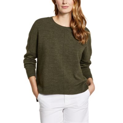 Olive green crew neck best sale sweater women's