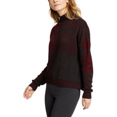 Plaid mock neck clearance sweater