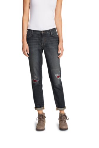 jeans with flannel patches